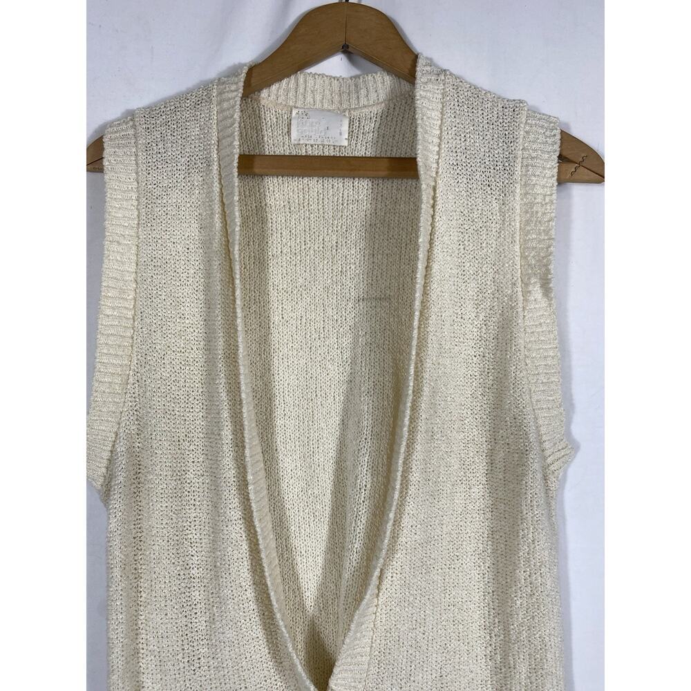 Its Pure Gould Sweater Vest Size Medium Ivory White Button Old Money Coastal VTG - Picture 4 of 12